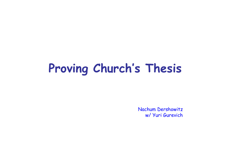 proving church s thesis