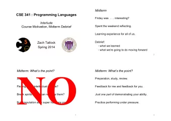 NO  Midterm: Whats the point?  Midterm: Whats the point?  Sadism?  Preparation, study,