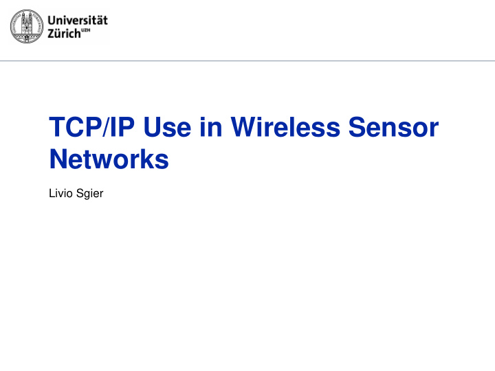 tcp ip use in wireless sensor networks
