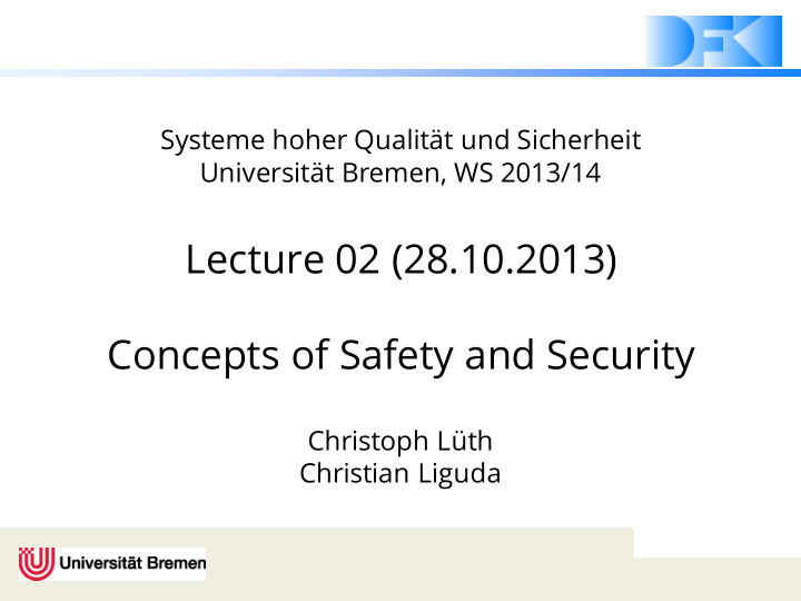 lecture 02 28 10 2013 concepts of safety and security