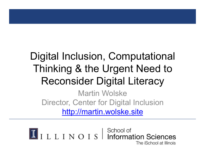 digital inclusion computational thinking the urgent need
