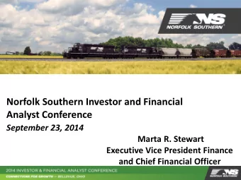 Analyst Conference  September 23, 2014  Marta R. Stewart  Executive Vice President Finance  and