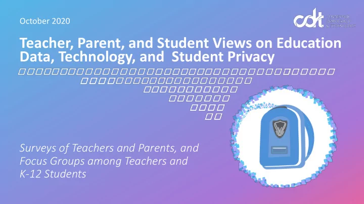 teacher parent and student views on education data
