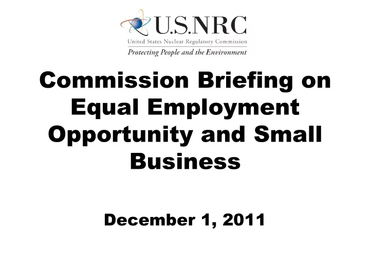 commission briefing on equal employment opportunity and