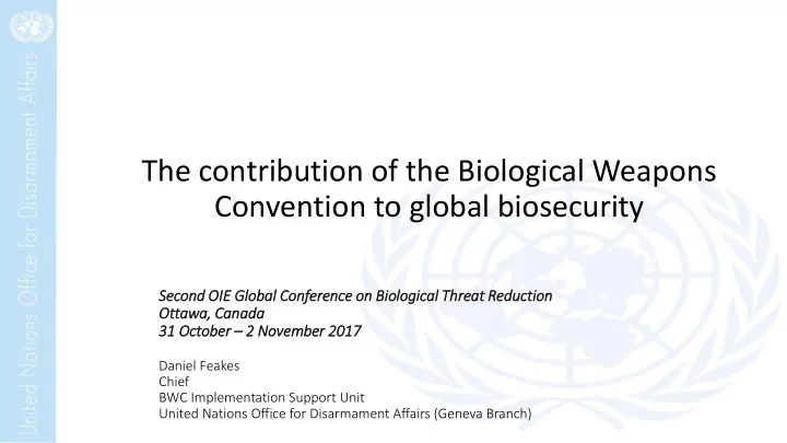 the contribution of the biological weapons convention to