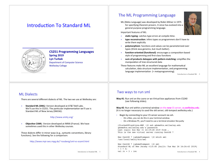 introduc on to standard ml