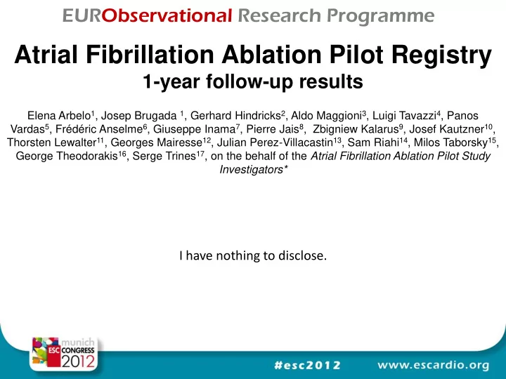 atrial fibrillation ablation pilot registry