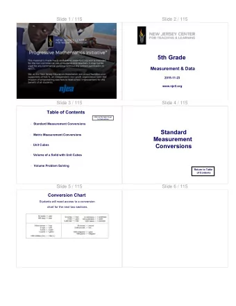 Standard  Metric Measurement Conversions    Measurement  Conversions  Unit Cubes  Volume of a