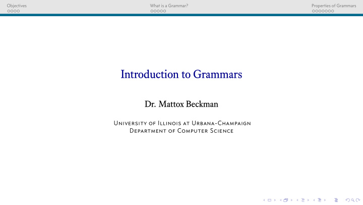 introduction to grammars