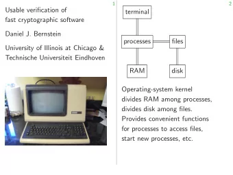 Usable verification of  terminal  fast cryptographic software  Daniel J. Bernstein  processes