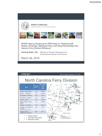 North Carolina Ferry Division  2017 Traffic  Is Route  Volumes  Route  Tolled?  (Total  Vehicles)