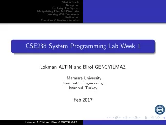 CSE238 System Programming Lab Week 1  Lokman ALTIN and Birol GENCYILMAZ  Marmara University