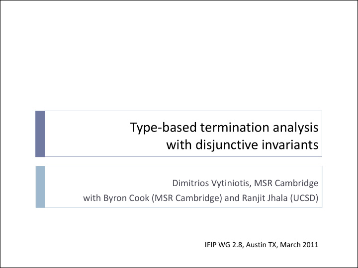 type based termination analysis with disjunctive