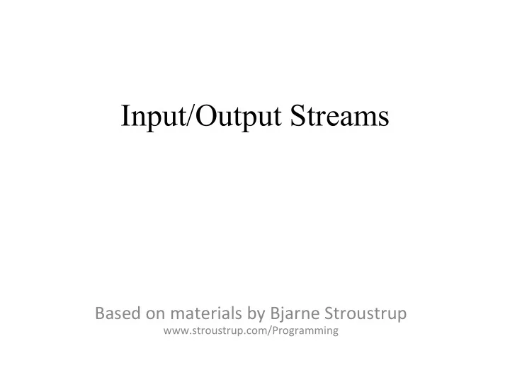 input output streams