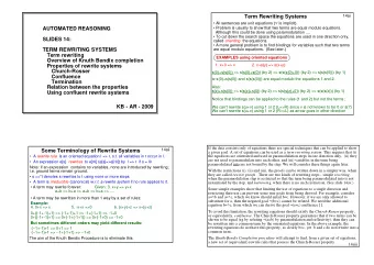 Term Rewriting Systems  All sentences are unit equations (  is implicit).  AUTOMATED