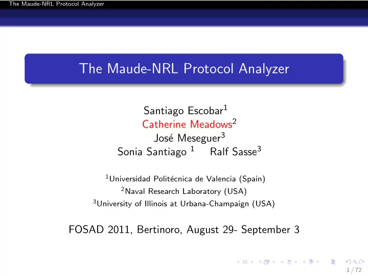 the maude nrl protocol analyzer