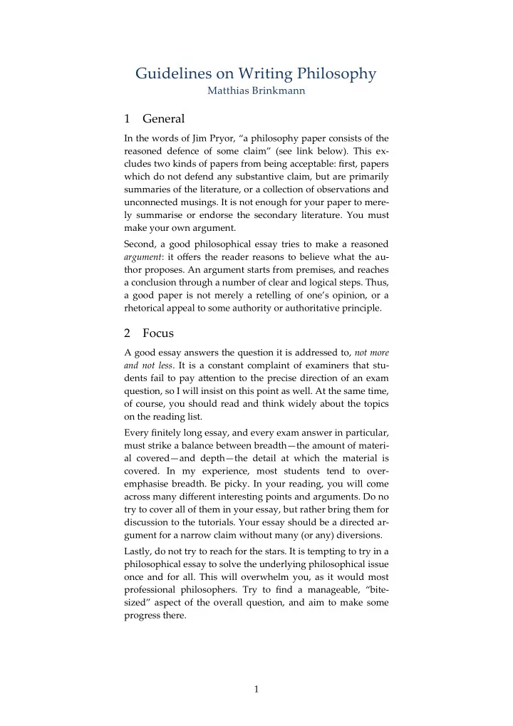 guidelines on writing philosophy