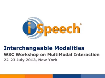 Interchangeable Modalities  W3C Workshop on MultiModal Interaction  22-23 July 2013, New York