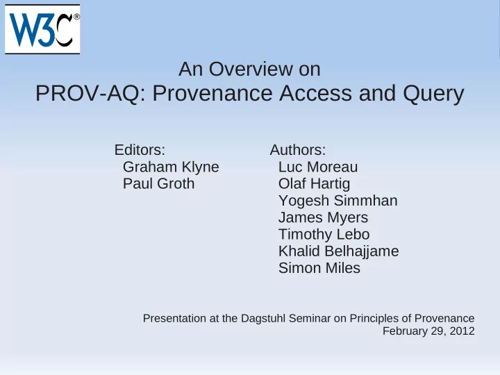 prov aq provenance access and query