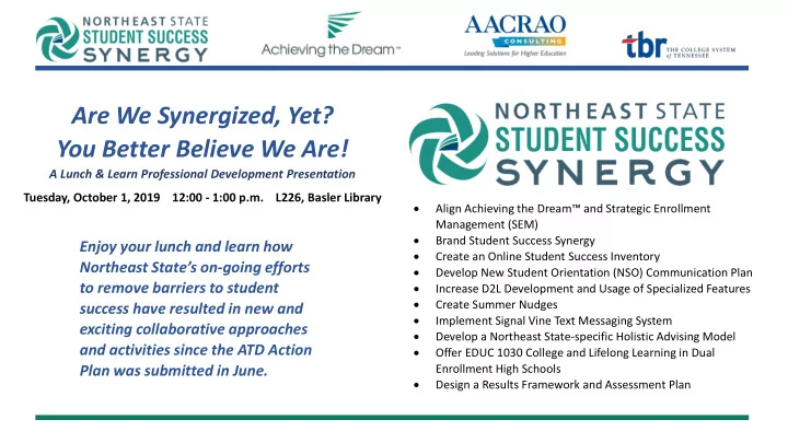 are we synergized yet you better believe we are