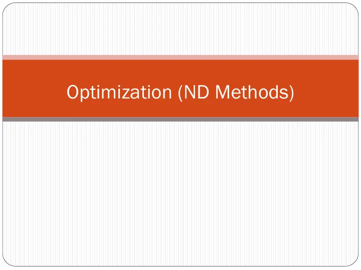 optimization nd methods