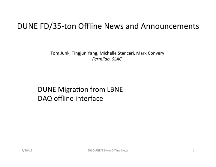 dune fd 35 ton offline news and announcements