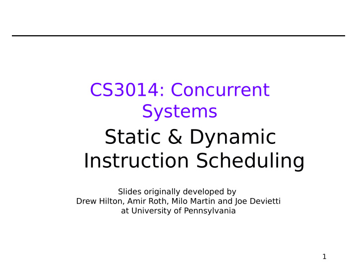 static dynamic instruction scheduling
