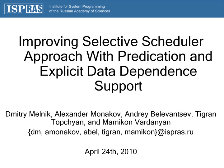 improving selective scheduler