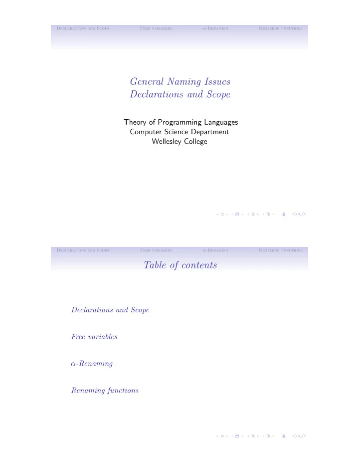 general naming issues declarations and scope