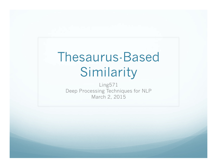 thesaurus based similarity