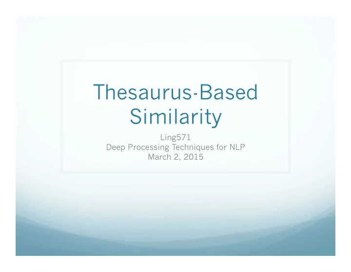 thesaurus based similarity