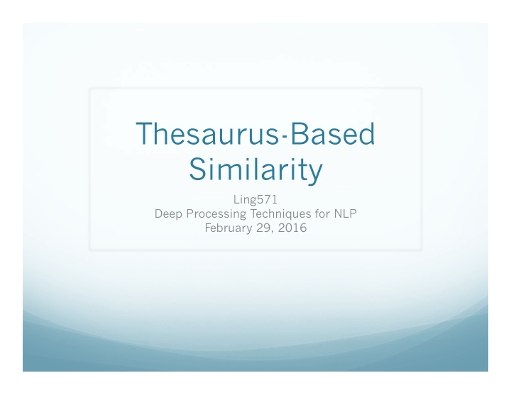 thesaurus based similarity