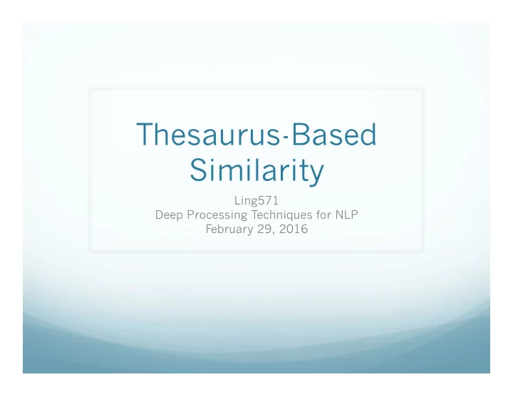 thesaurus based similarity