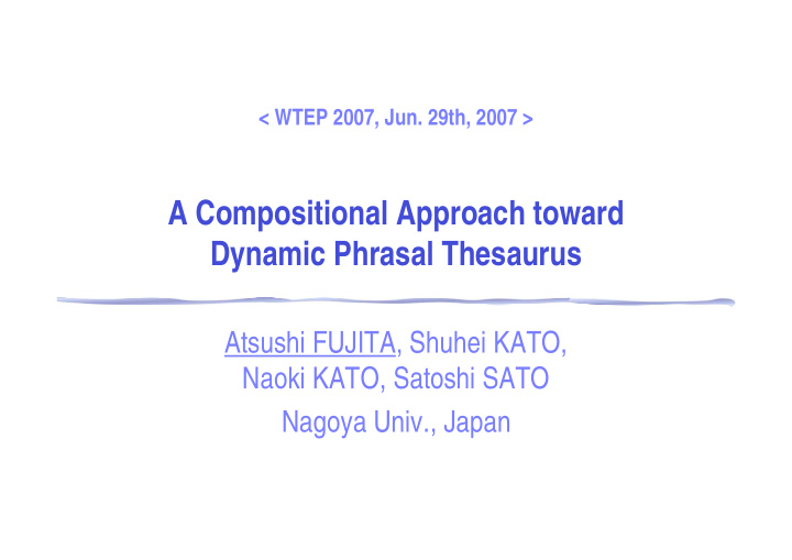 a compositional approach toward dynamic phrasal thesaurus