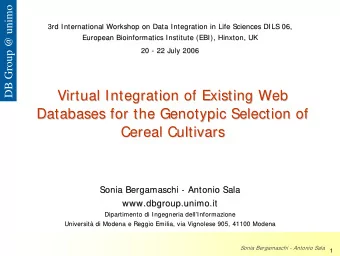 Virtual Integration of  of Existing  Existing Web  Web  Virtual Integration  Databases for the  the