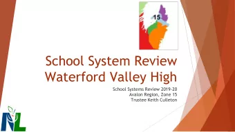 School System Review  Waterford Valley High  School Systems Review 2019-20  Avalon Region, Zone 15