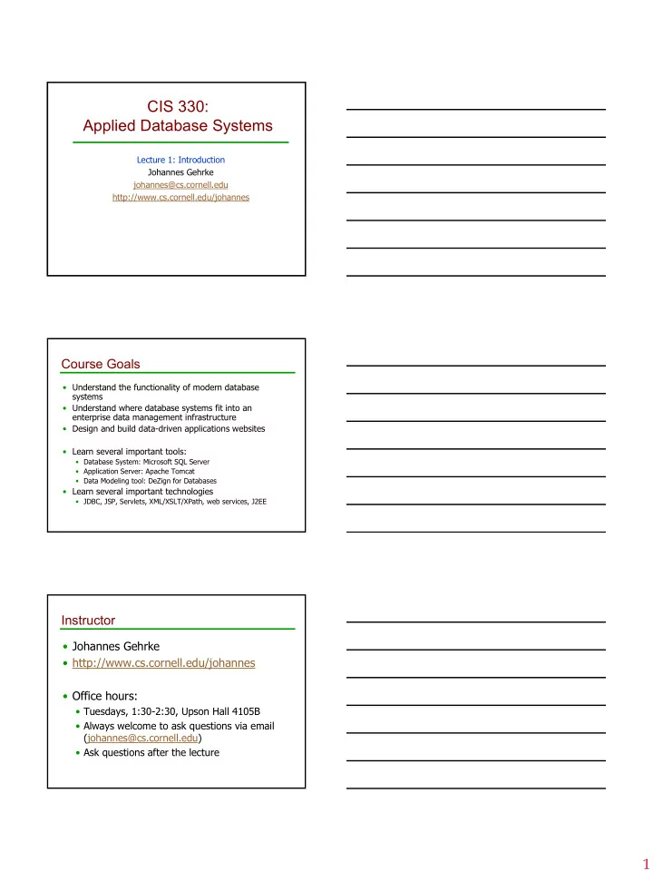 cis 330 applied database systems