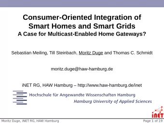 Consumer-Oriented Integration of  Smart Homes and Smart Grids  A Case for Multicast-Enabled Home