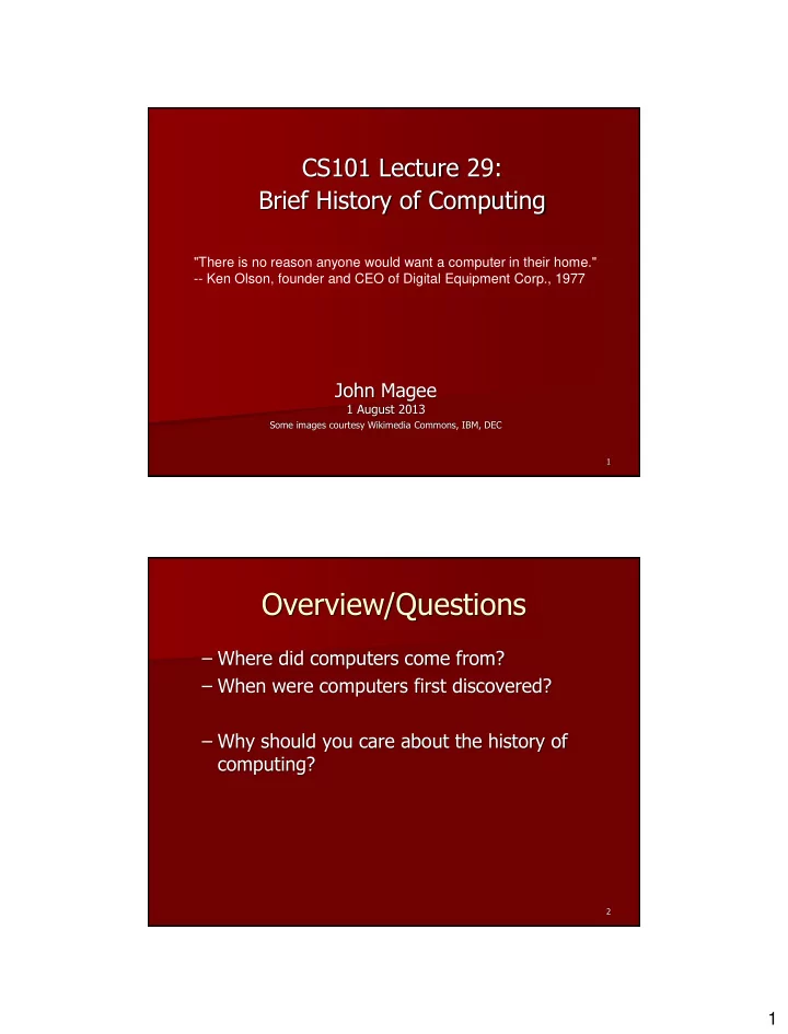 overview questions