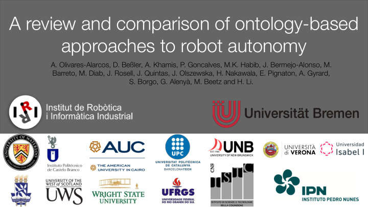 a review and comparison of ontology based approaches to