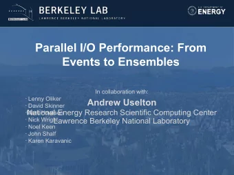 Parallel I/O Performance: From  Events to Ensembles  In collaboration with:  Lenny Oliker
