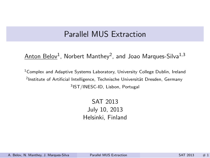 parallel mus extraction
