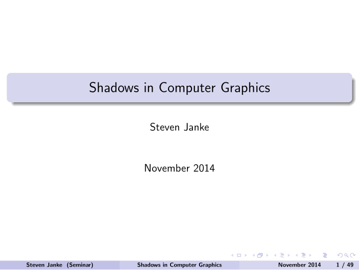 shadows in computer graphics
