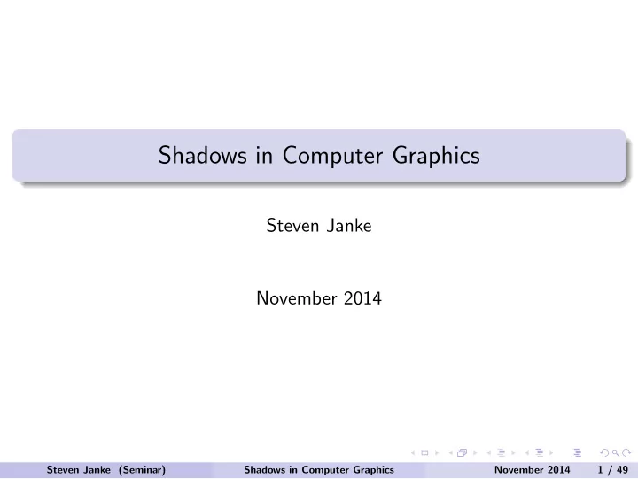 shadows in computer graphics
