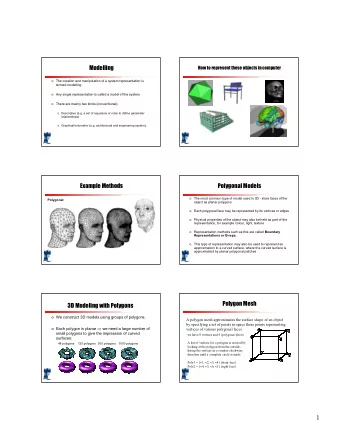 1  Polygon Mesh  Example Methods  Parametric surface  =    sin  4  x  =    cos  2  y  Example