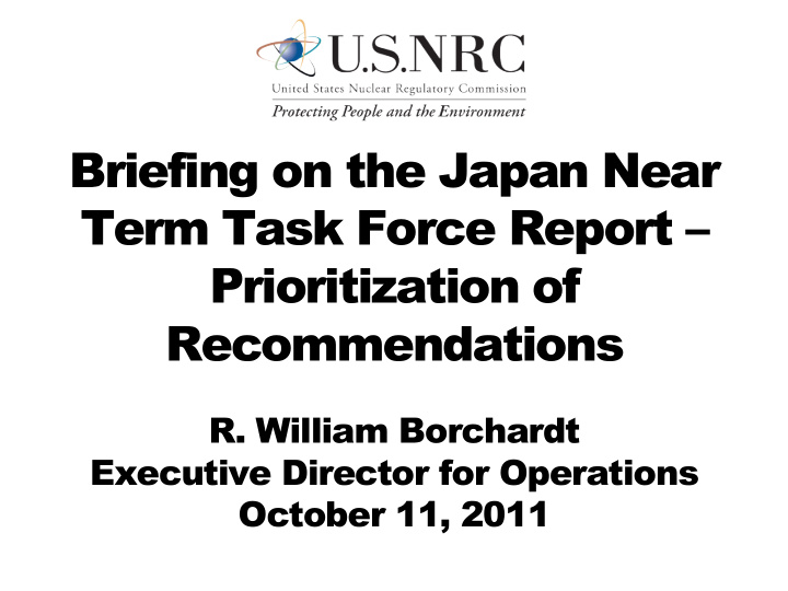 briefing on the japan near term task force report