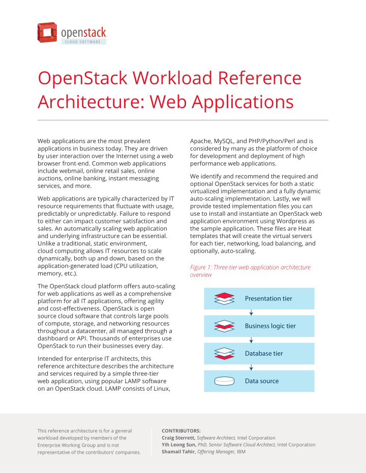 openstack workload reference architecture web applications