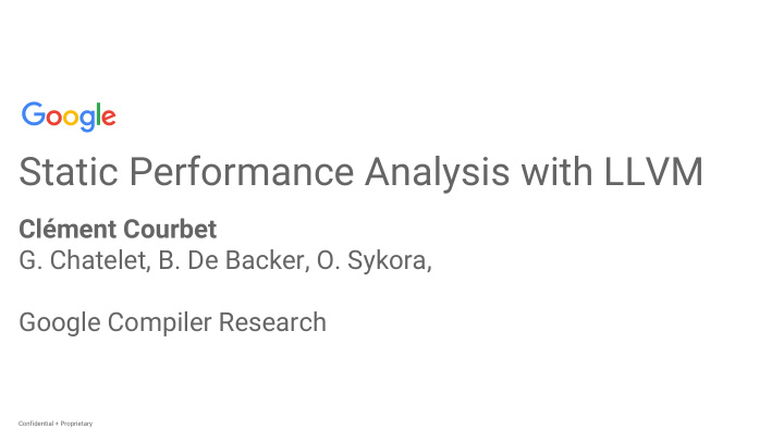 static performance analysis with llvm