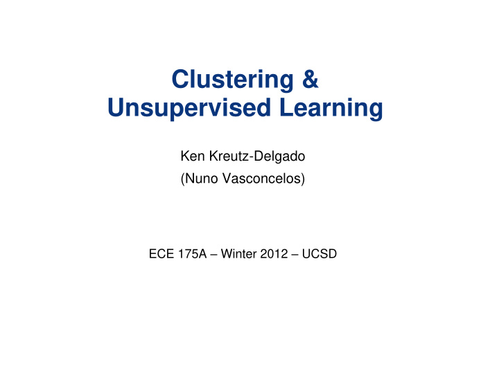 clustering unsupervised learning