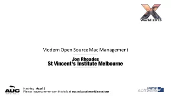 St Vincent's Institute Melbourne Hashtag :  #xw15 Please leave comments on this talk